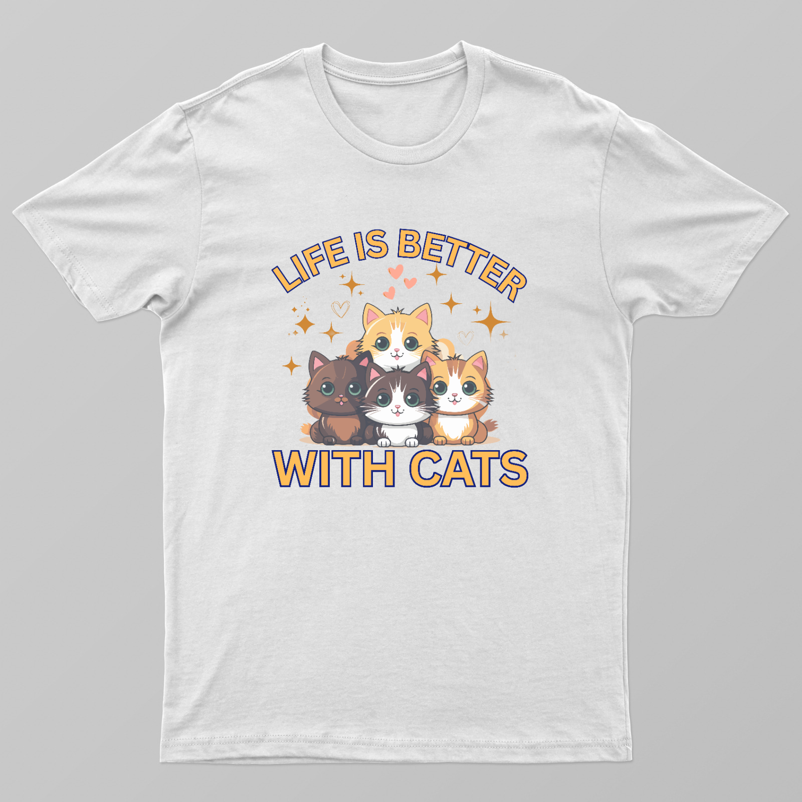 Life Is Better With Cats Vintage Style Graphic Tee Unisex T-shirt by SeJaa_Studio