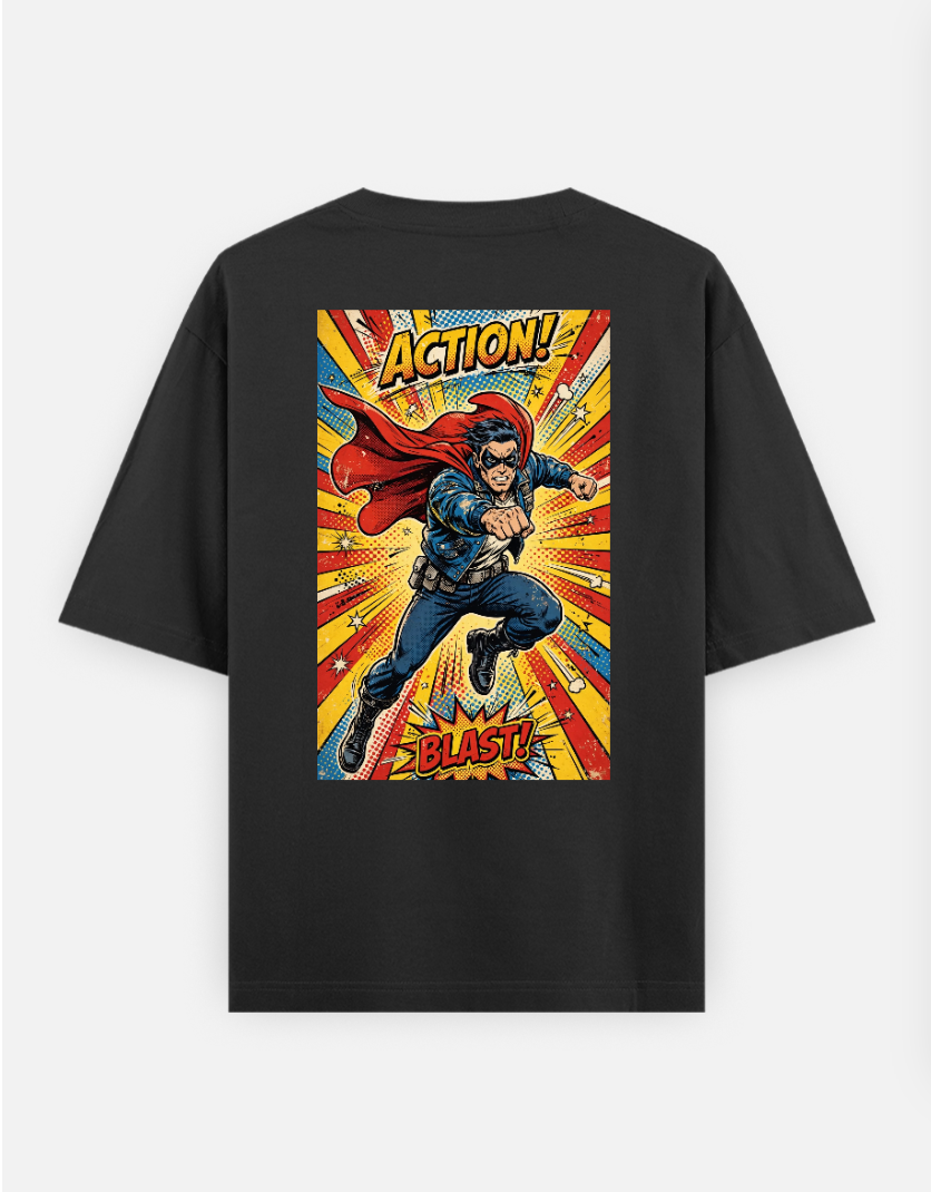 Retro Hero T Shirt Oversized T-shirt (Back print) by @rd_digital_store