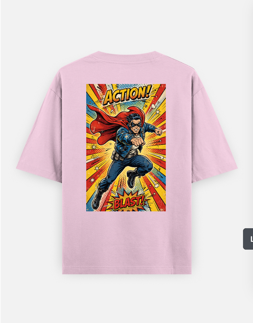Retro Hero T Shirt Oversized T-shirt (Back print) by @rd_digital_store