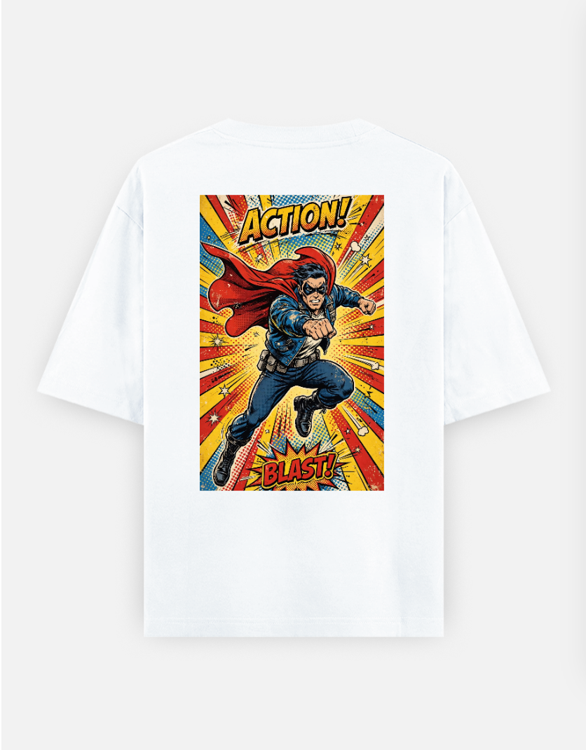 Retro Hero T Shirt Oversized T-shirt (Back print) by @rd_digital_store
