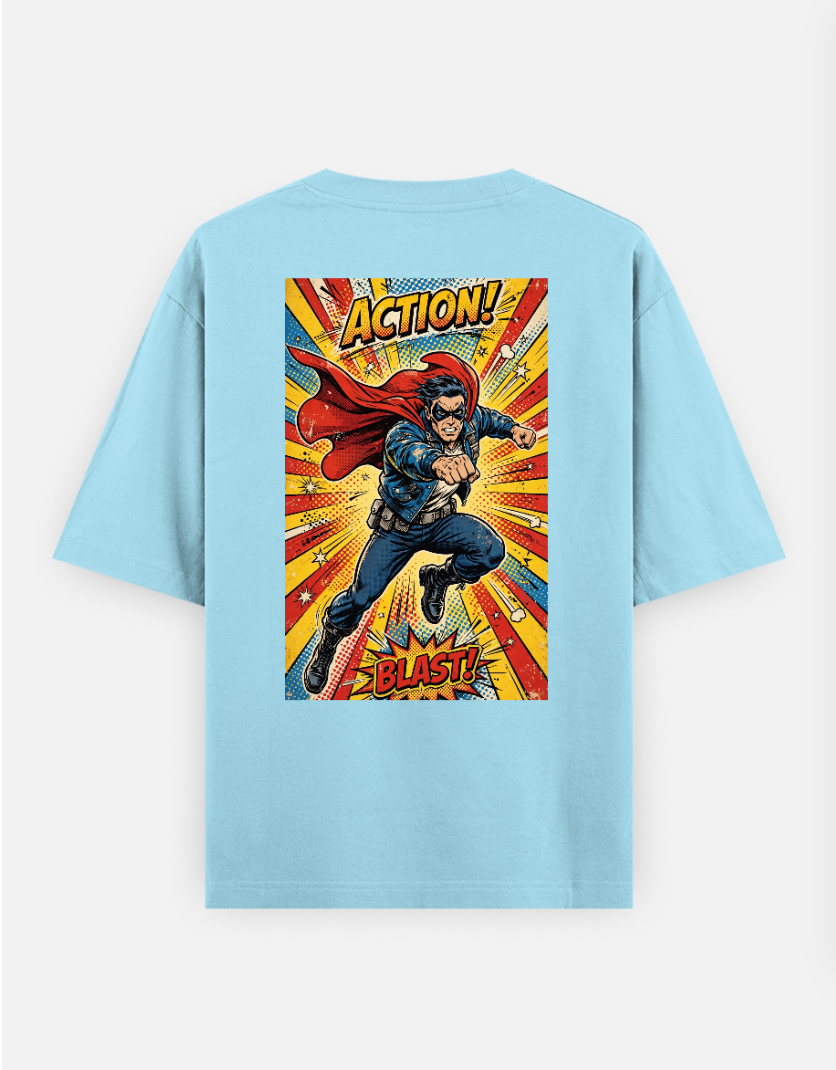Retro Hero T Shirt Oversized T-shirt (Back print) by @rd_digital_store