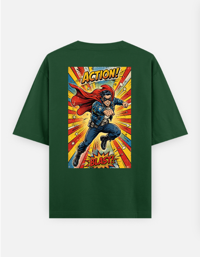 Retro Hero T Shirt Oversized T-shirt (Back print) by @rd_digital_store