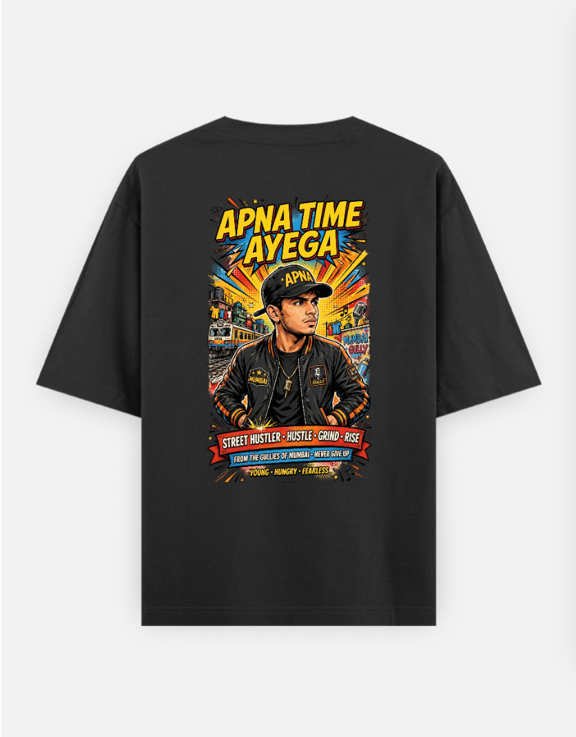 Apna Time Ayega T Shirt Oversized T-shirt (Back print) by @rd_digital_store