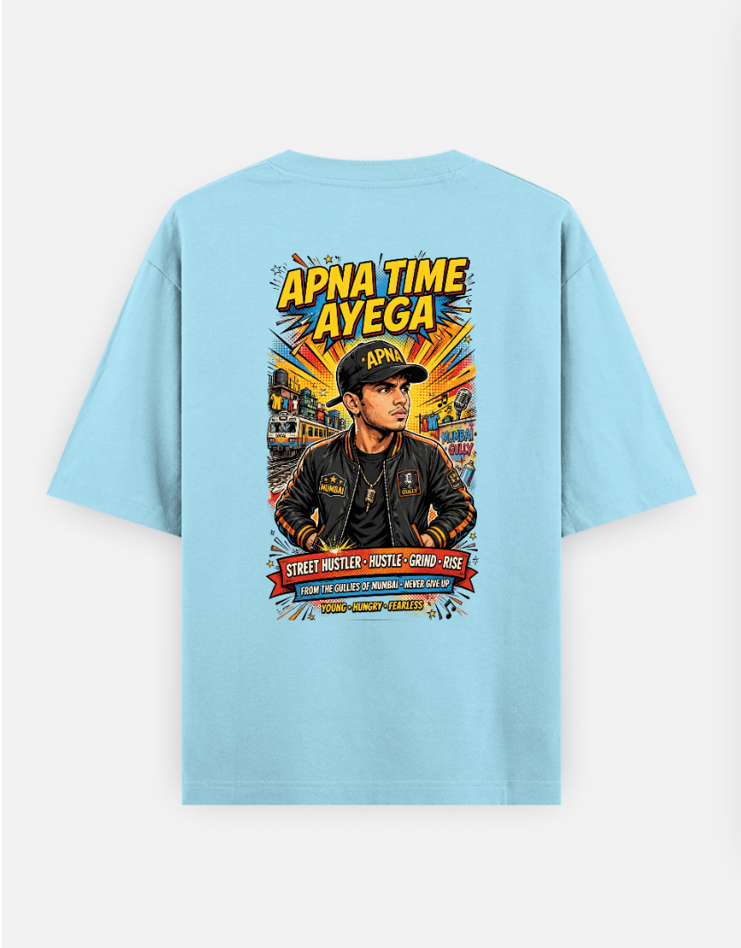 Apna Time Ayega T Shirt Oversized T-shirt (Back print) by @rd_digital_store