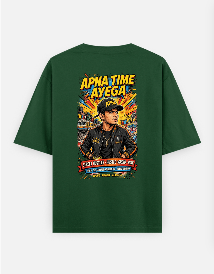 Apna Time Ayega T Shirt Oversized T-shirt (Back print) by @rd_digital_store