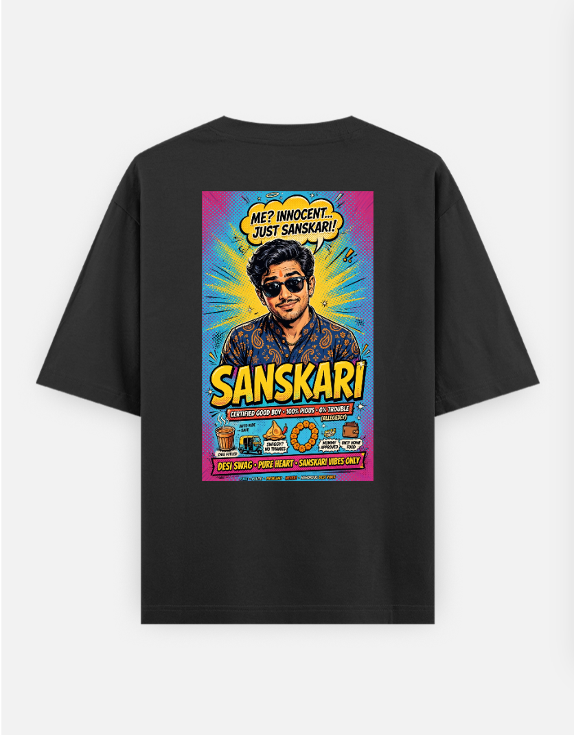 Sanskari T Shirt Oversized T-shirt (Back print) by @rd_digital_store