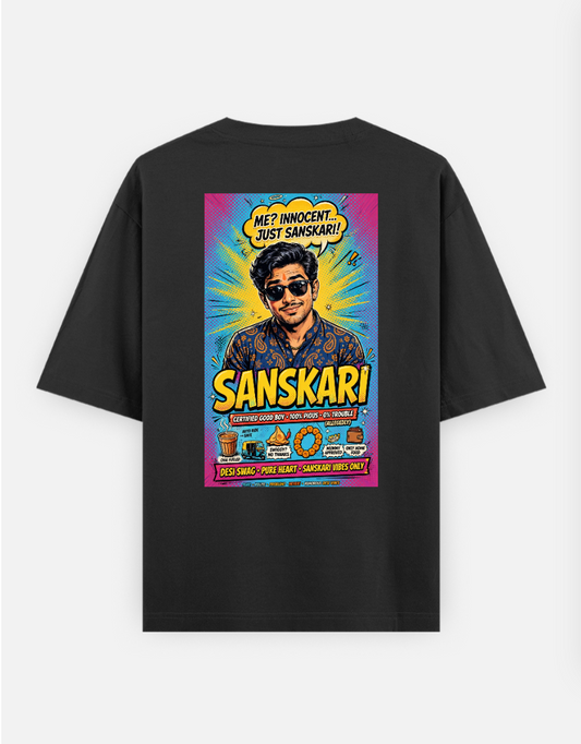 Sanskari T Shirt Oversized T-shirt (Back print) by @rd_digital_store