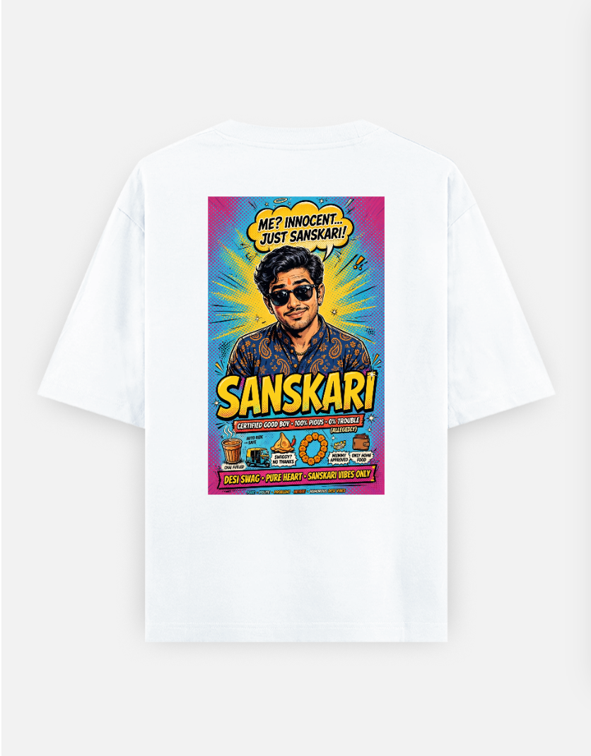 Sanskari T Shirt Oversized T-shirt (Back print) by @rd_digital_store