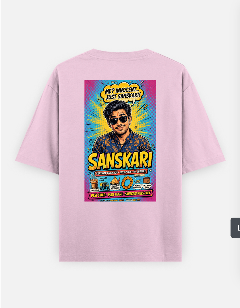Sanskari T Shirt Oversized T-shirt (Back print) by @rd_digital_store