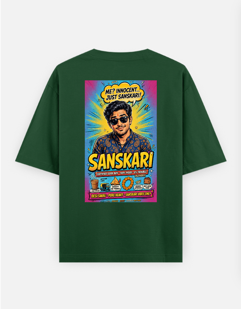 Sanskari T Shirt Oversized T-shirt (Back print) by @rd_digital_store