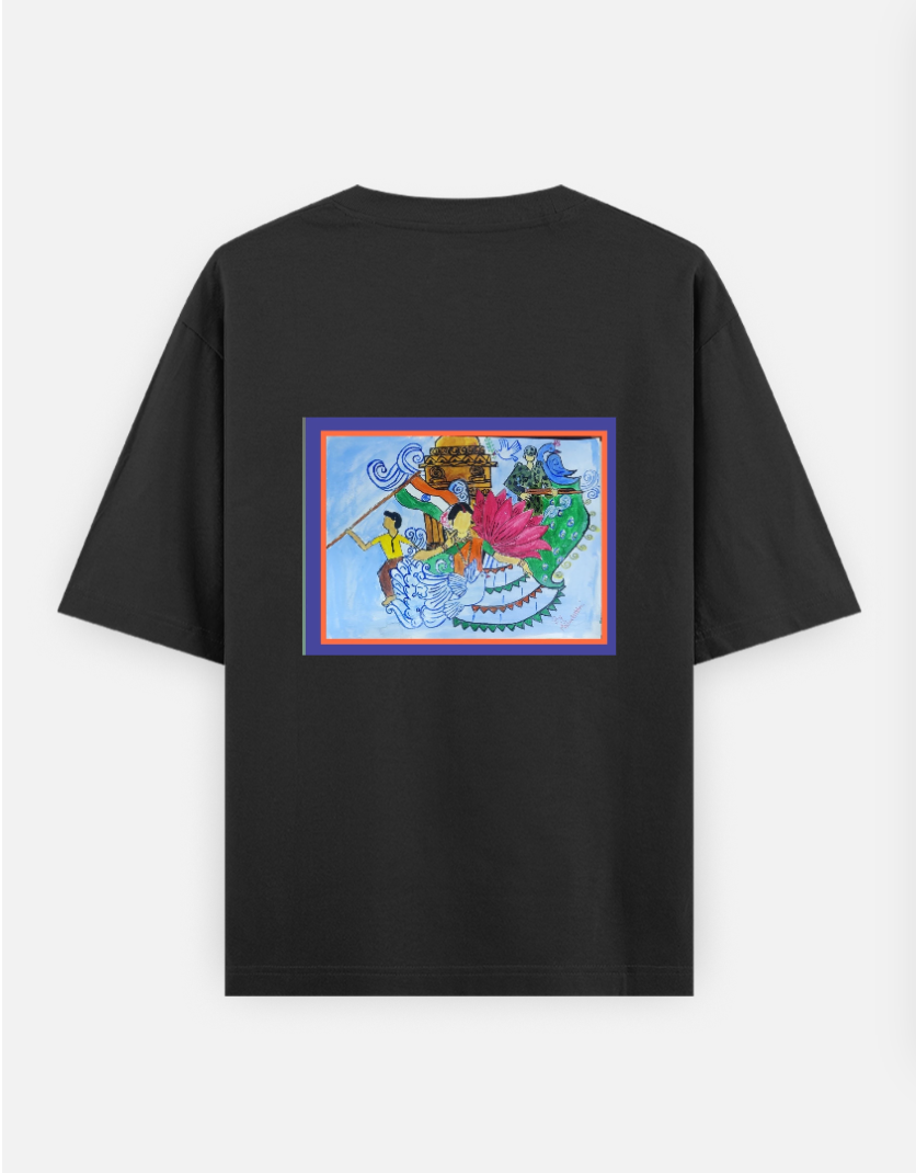 Harmony in motion Oversized T-shirt (Back print) by MAHALAKSHMI SRIKANTH