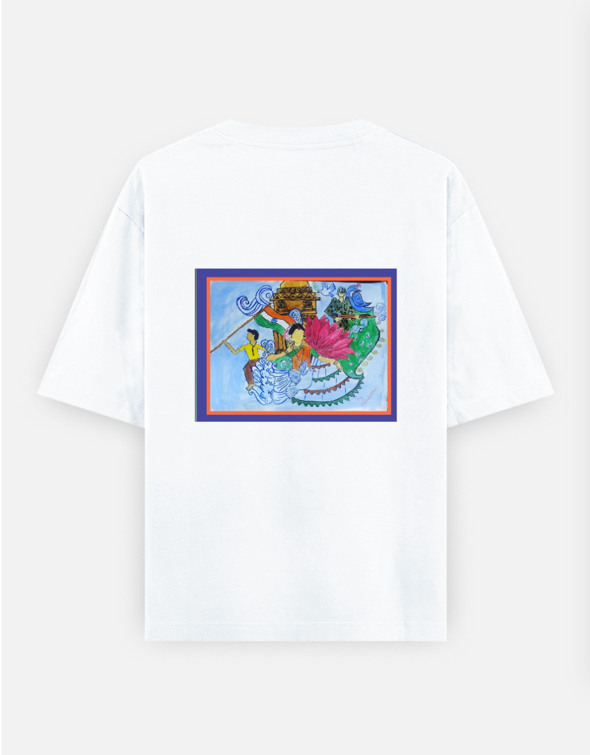 Harmony in motion Oversized T-shirt (Back print) by MAHALAKSHMI SRIKANTH