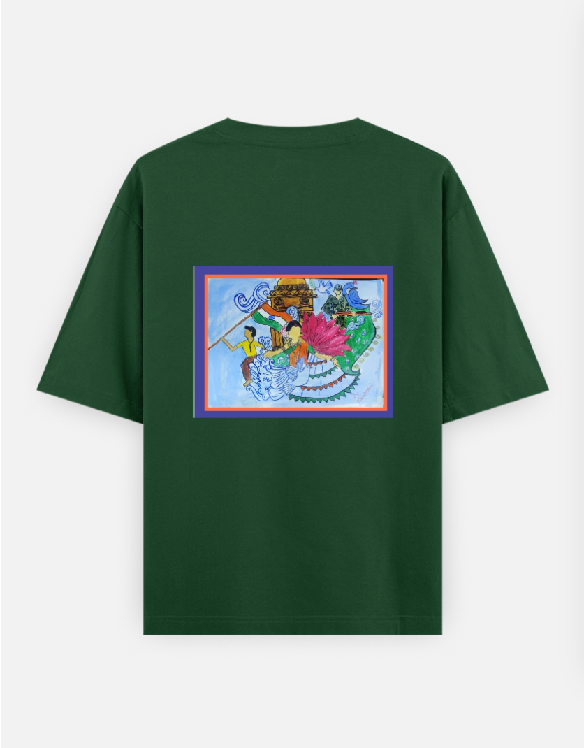 Harmony in motion Oversized T-shirt (Back print) by MAHALAKSHMI SRIKANTH