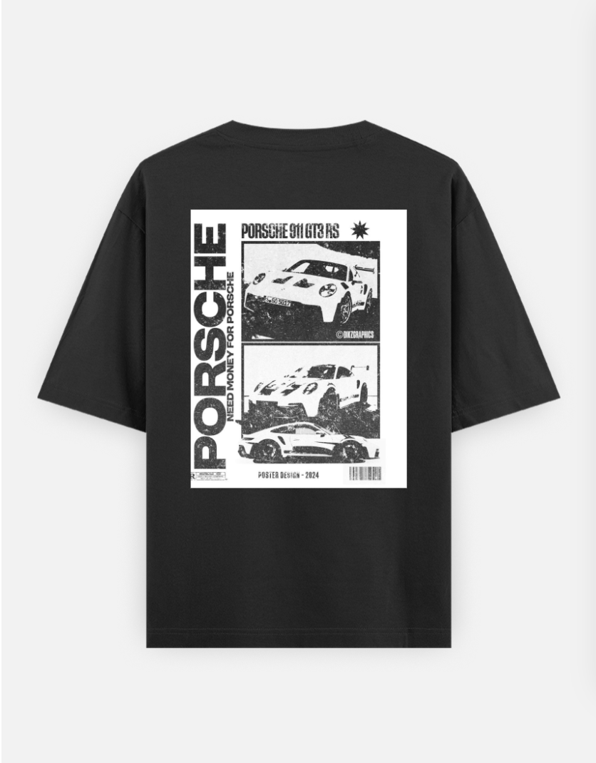 Porsche 911 poster T shirt Oversized T-shirt (Back print) by @sara.khadr1