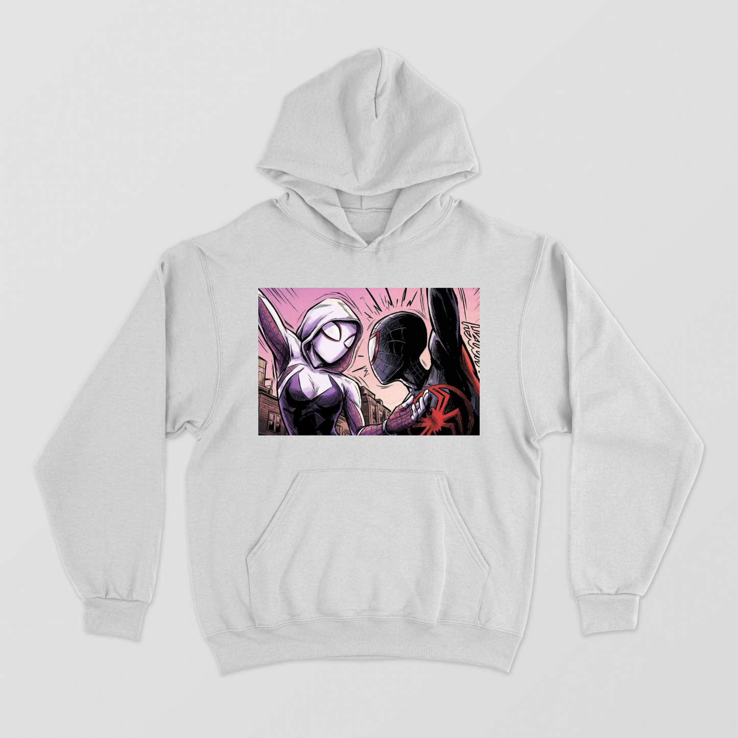 Spider-Man & Spider-Girl | Miles Morales & Gwen Stacy | Unisex Hoodie (Black & White) Unisex Hoodie by @sara.khadr1