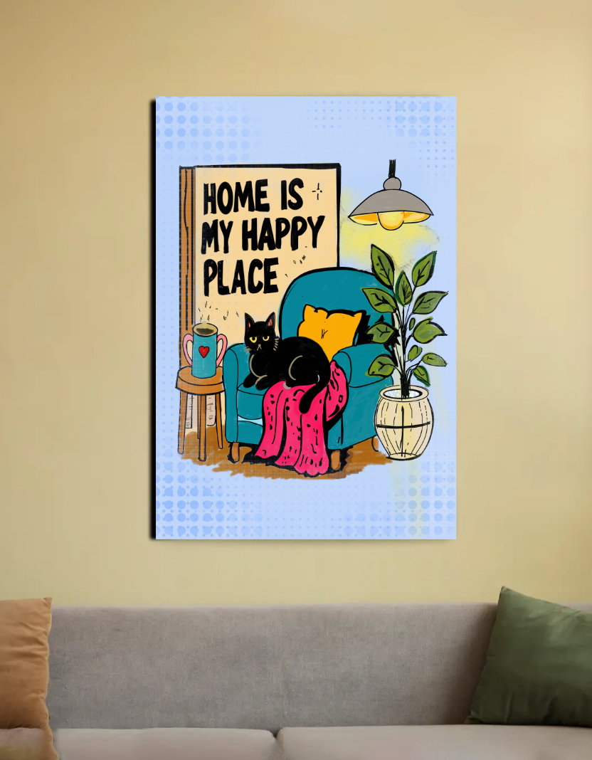 Cat home 20"x30" Canvas Poster by @umiq.studio