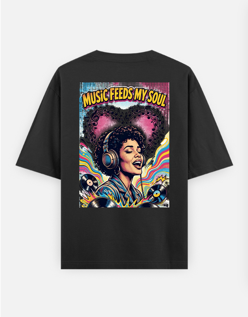 Music & Soul T Shirt Oversized T-shirt (Back print) by @rd_digital_store