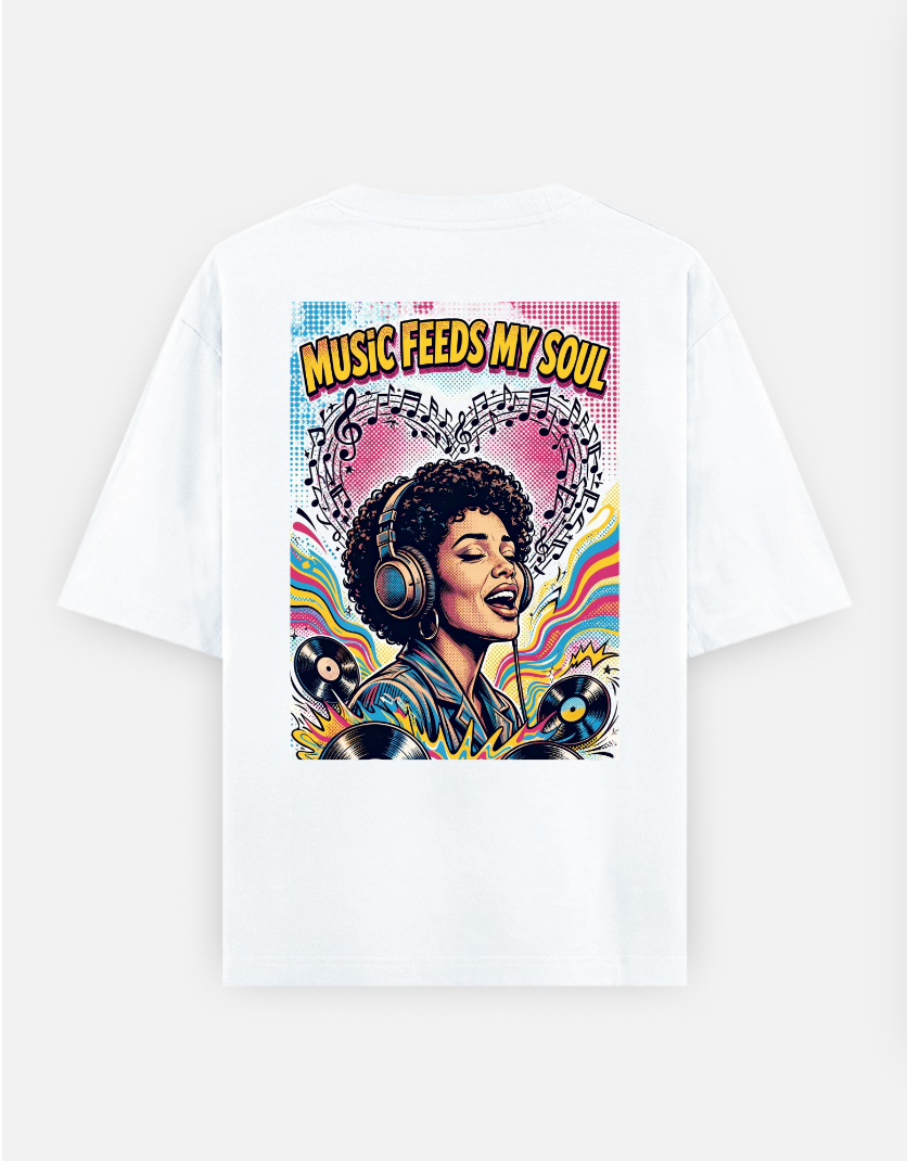 Music & Soul T Shirt Oversized T-shirt (Back print) by @rd_digital_store