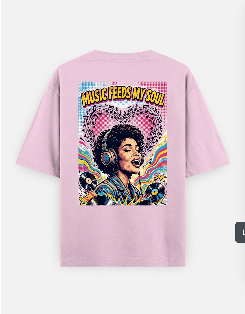 Music & Soul T Shirt Oversized T-shirt (Back print) by @rd_digital_store