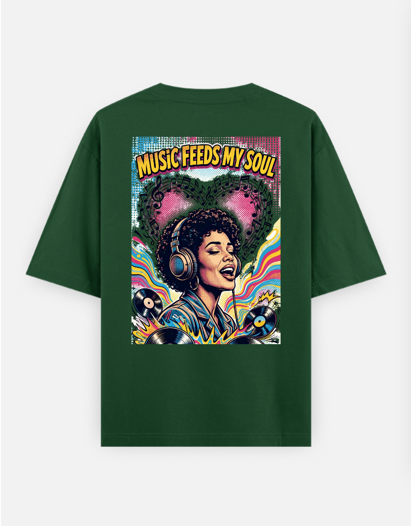 Music & Soul T Shirt Oversized T-shirt (Back print) by @rd_digital_store