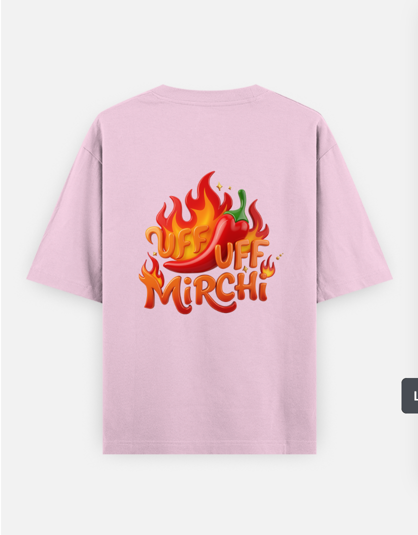 Mirchi Oversized T-shirt (Back print) by @umiq.studio