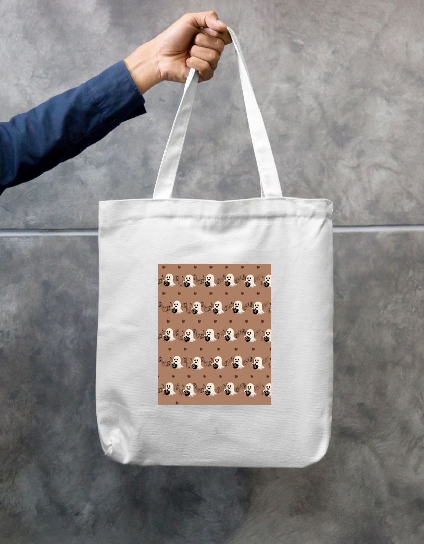Halloween ghost Zipper Tote Bag by AMEENA ZAINAB 
