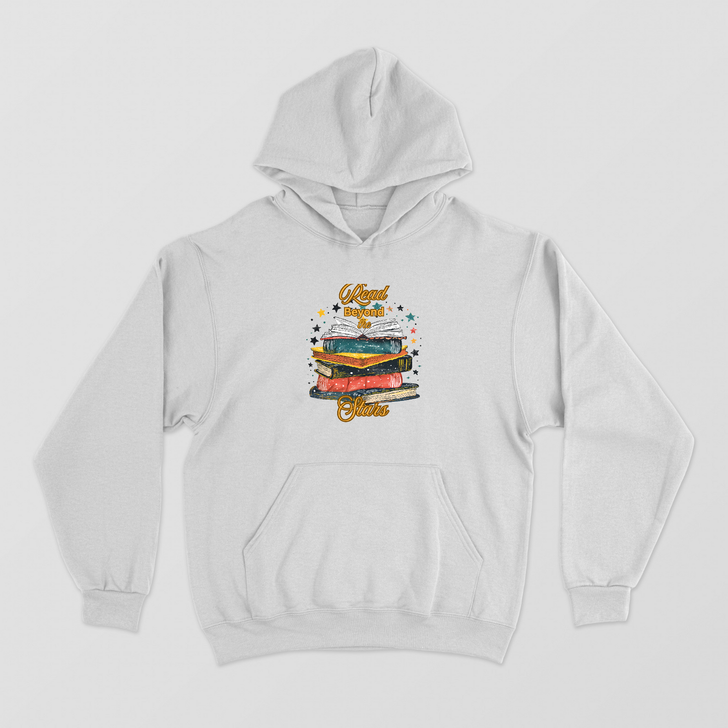 Read Beyond The Stars Hoodie | Cozy Celestial Book Lover & Astronomy Pullover Unisex Hoodie by SeJaa_Studio