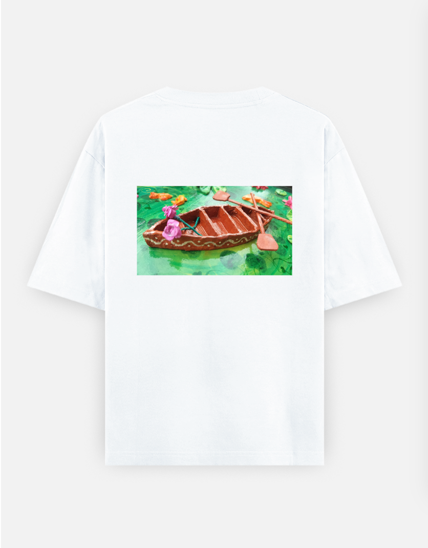 Lotus pond design Oversized T-shirt (Back print) by @artdoorbymegha