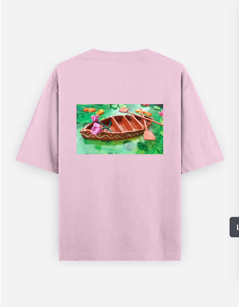 Lotus pond design Oversized T-shirt (Back print) by @artdoorbymegha