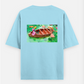 Lotus pond design Oversized T-shirt (Back print) by @artdoorbymegha