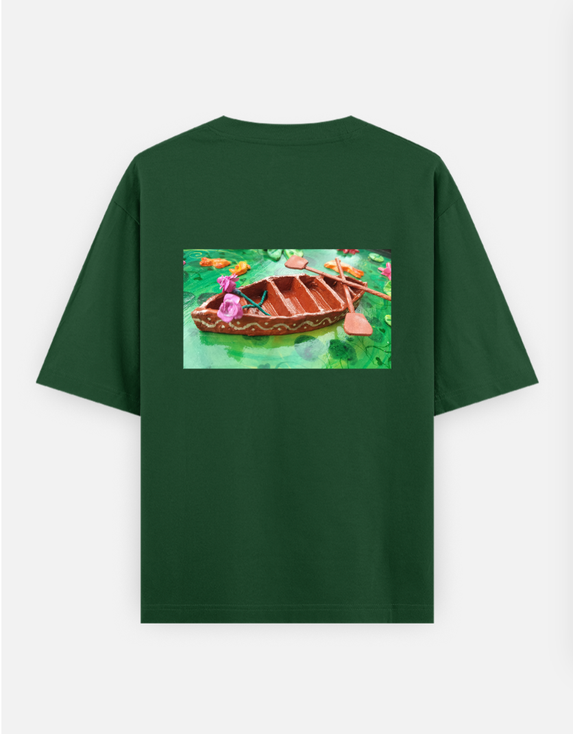 Lotus pond design Oversized T-shirt (Back print) by @artdoorbymegha
