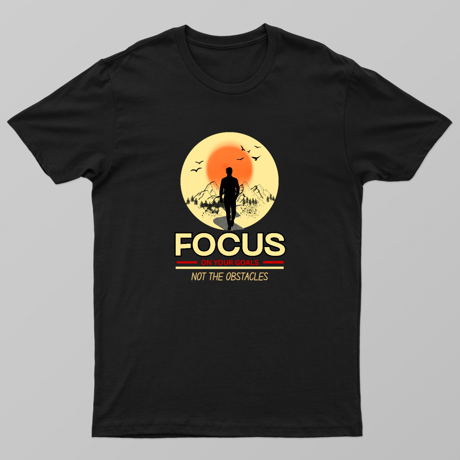 Motivational Hiking & Nature Sunset Graphic Tee Unisex T-shirt by SeJaa_Studio