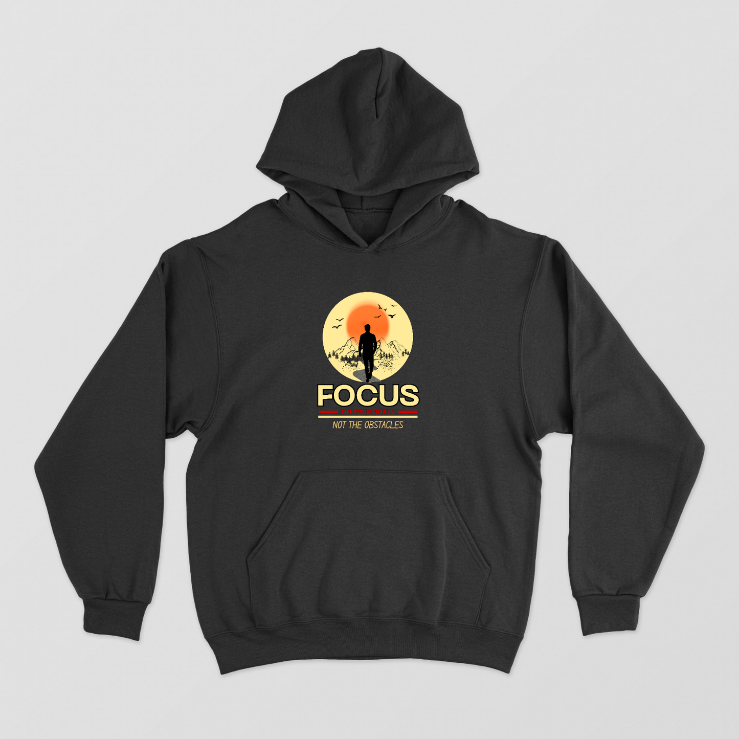 Motivational Hiking & Mountain Sunset Pullover Unisex Hoodie by SeJaa_Studio
