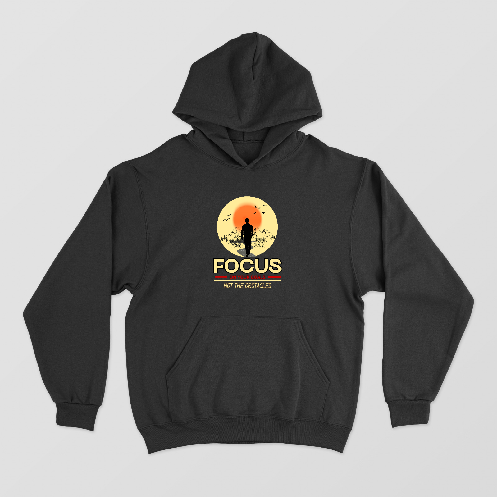 Motivational Hiking & Mountain Sunset Pullover Unisex Hoodie by SeJaa_Studio