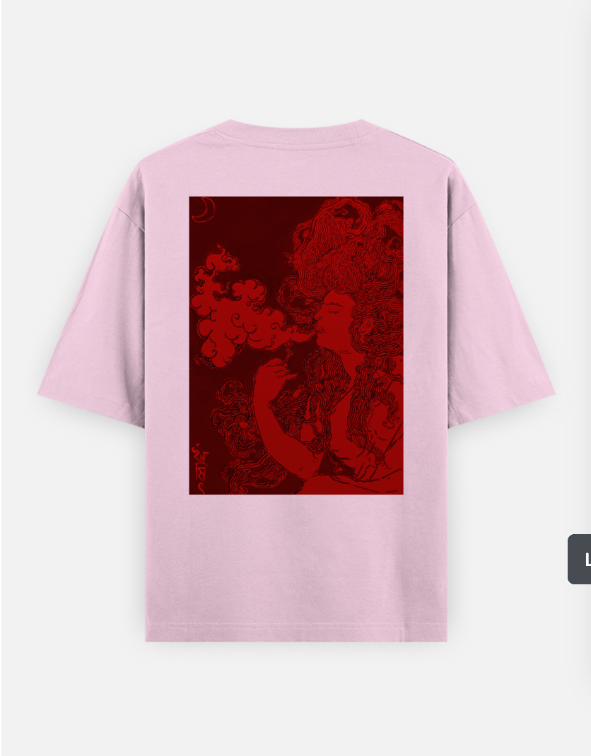 Smoke(red)(BACK PRINT) Oversized T-shirt (Back print) by Rishit Chakraborty