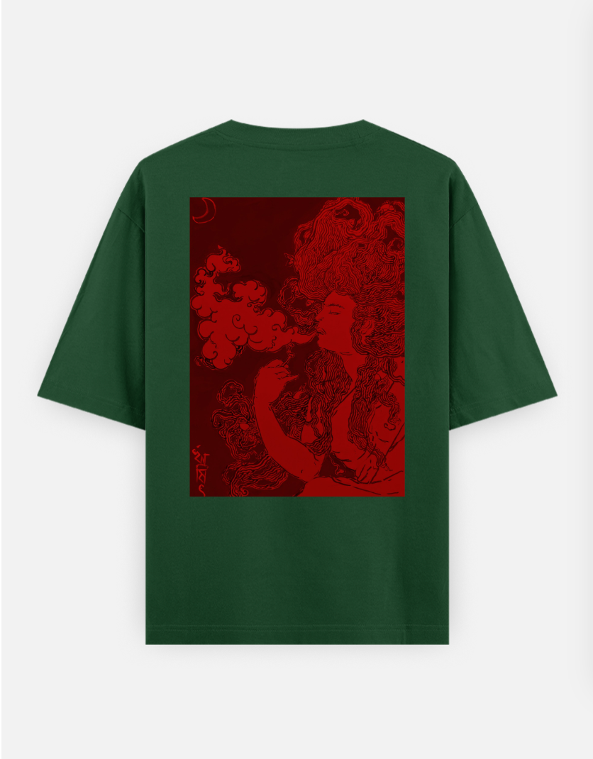 Smoke(red)(BACK PRINT) Oversized T-shirt (Back print) by Rishit Chakraborty