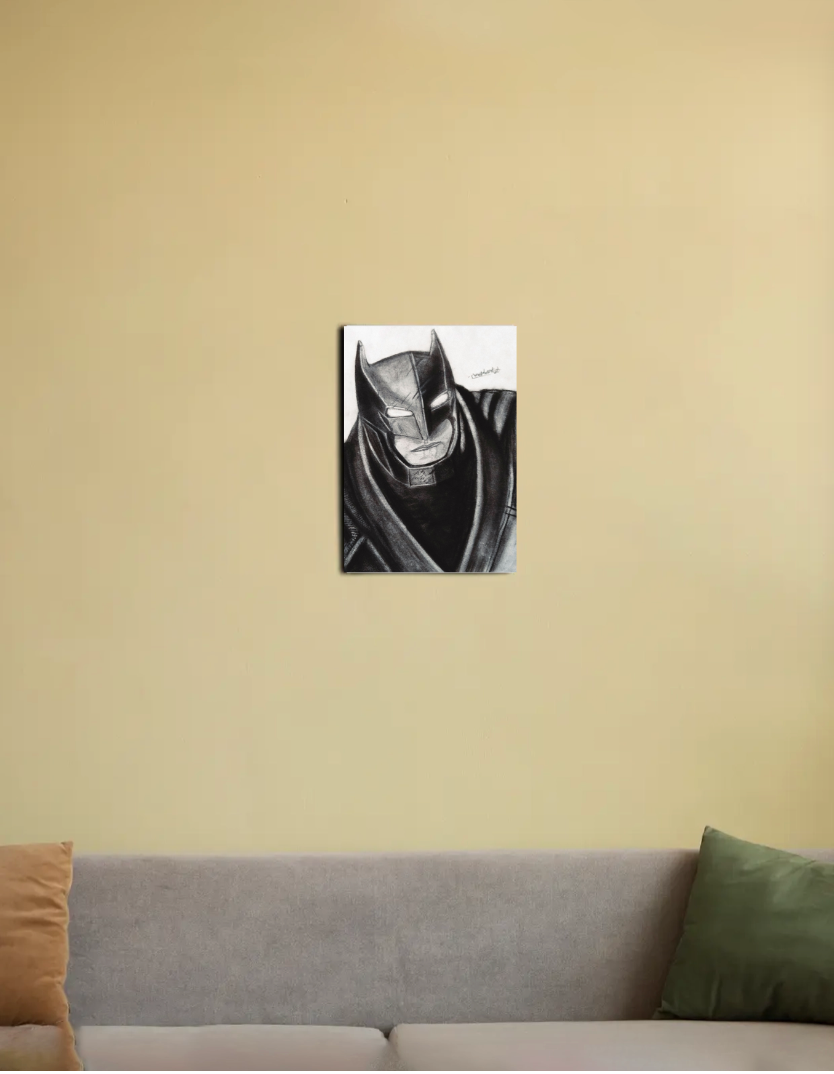 The Dark knight charcoal portrait 8"x12" Canvas Poster by @arts_by_manuu