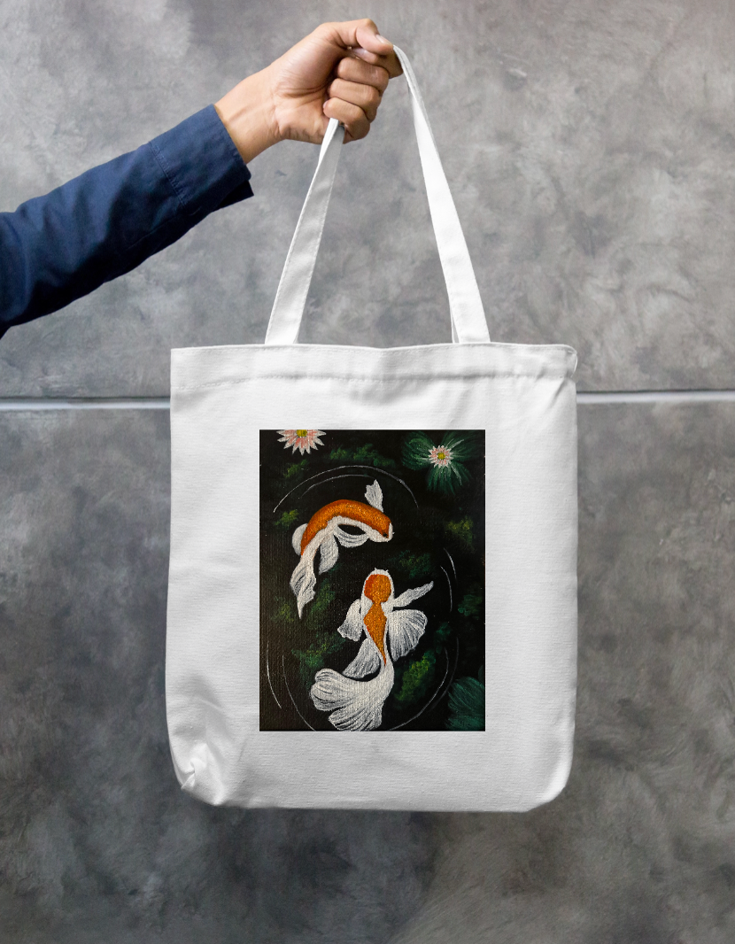 Koi fish printed tote bag Zipper Tote Bag by @palettebyshreyaa
