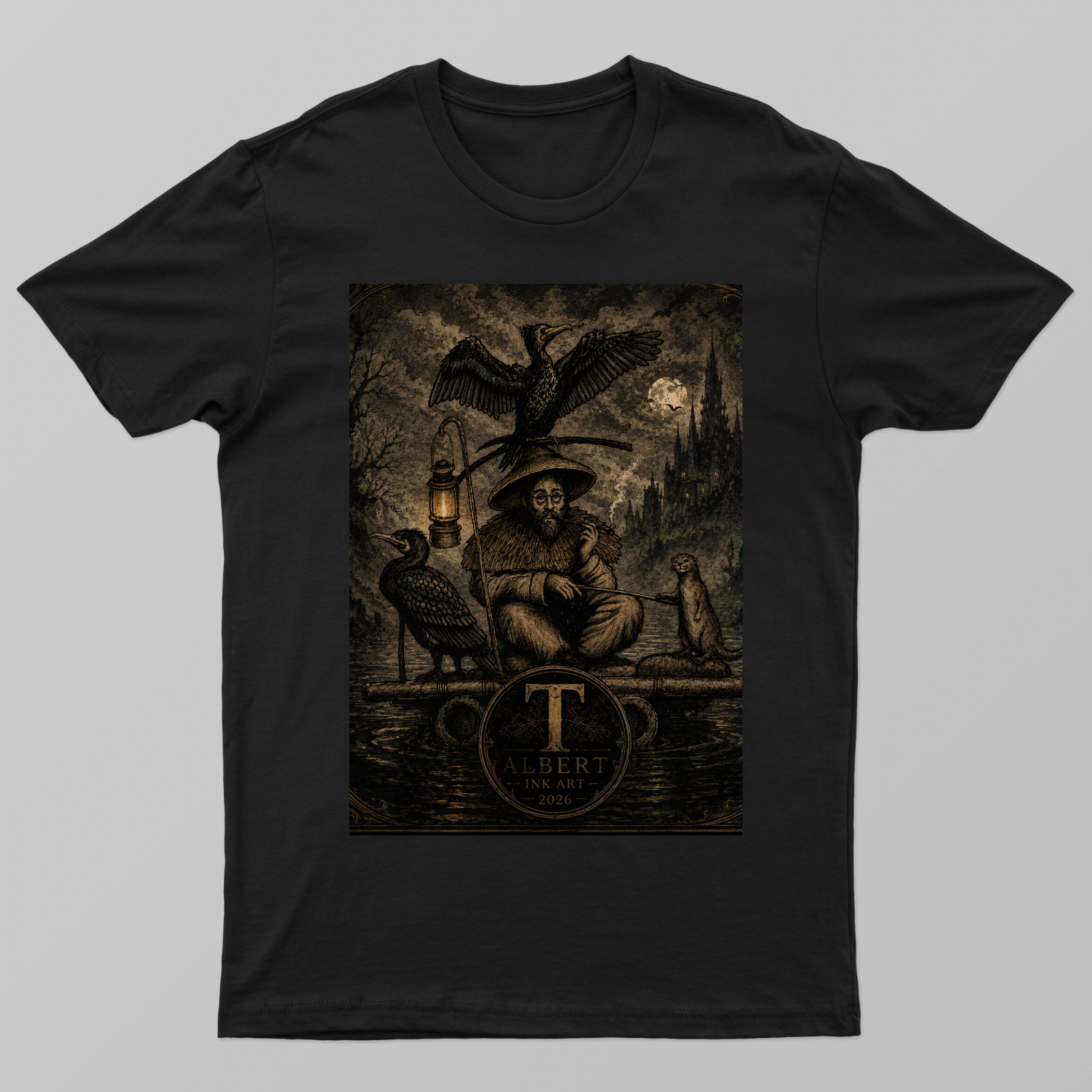 Cormorant Fisherman Unisex T-shirt by @Albertinkzou