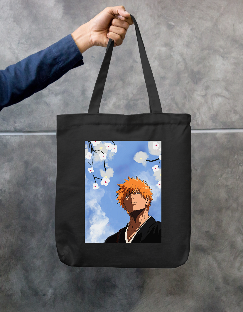 Bleach Anime Tote Bag | Ichigo Kurosaki Fanart Zipper Tote Bag by @anany_awa24