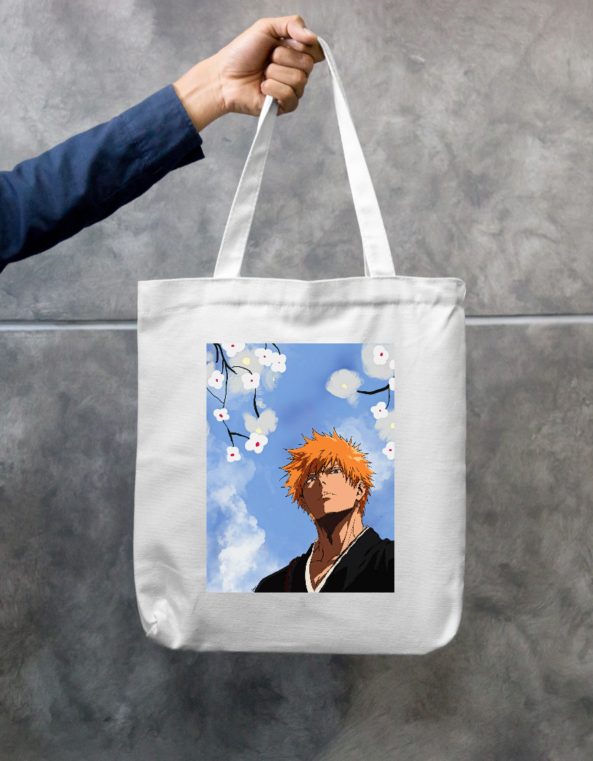Bleach Anime Tote Bag | Ichigo Kurosaki Fanart Zipper Tote Bag by @anany_awa24