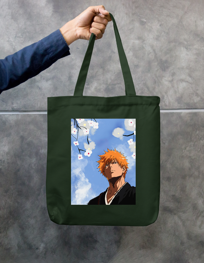 Bleach Anime Tote Bag | Ichigo Kurosaki Fanart Zipper Tote Bag by @anany_awa24