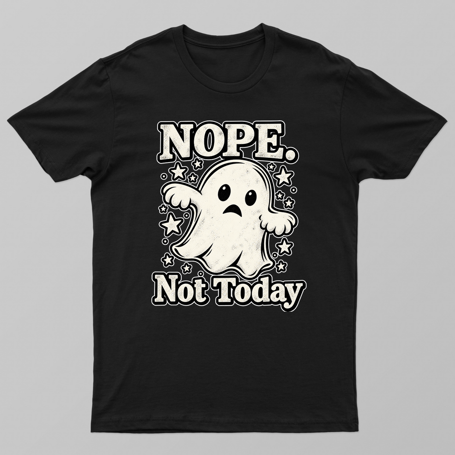 NOPE Not Today Ghost T-Shirt | Funny Grumpy Ghost Graphic | Spooky Cute Halloween Shirt Unisex T-shirt by VIMAL R