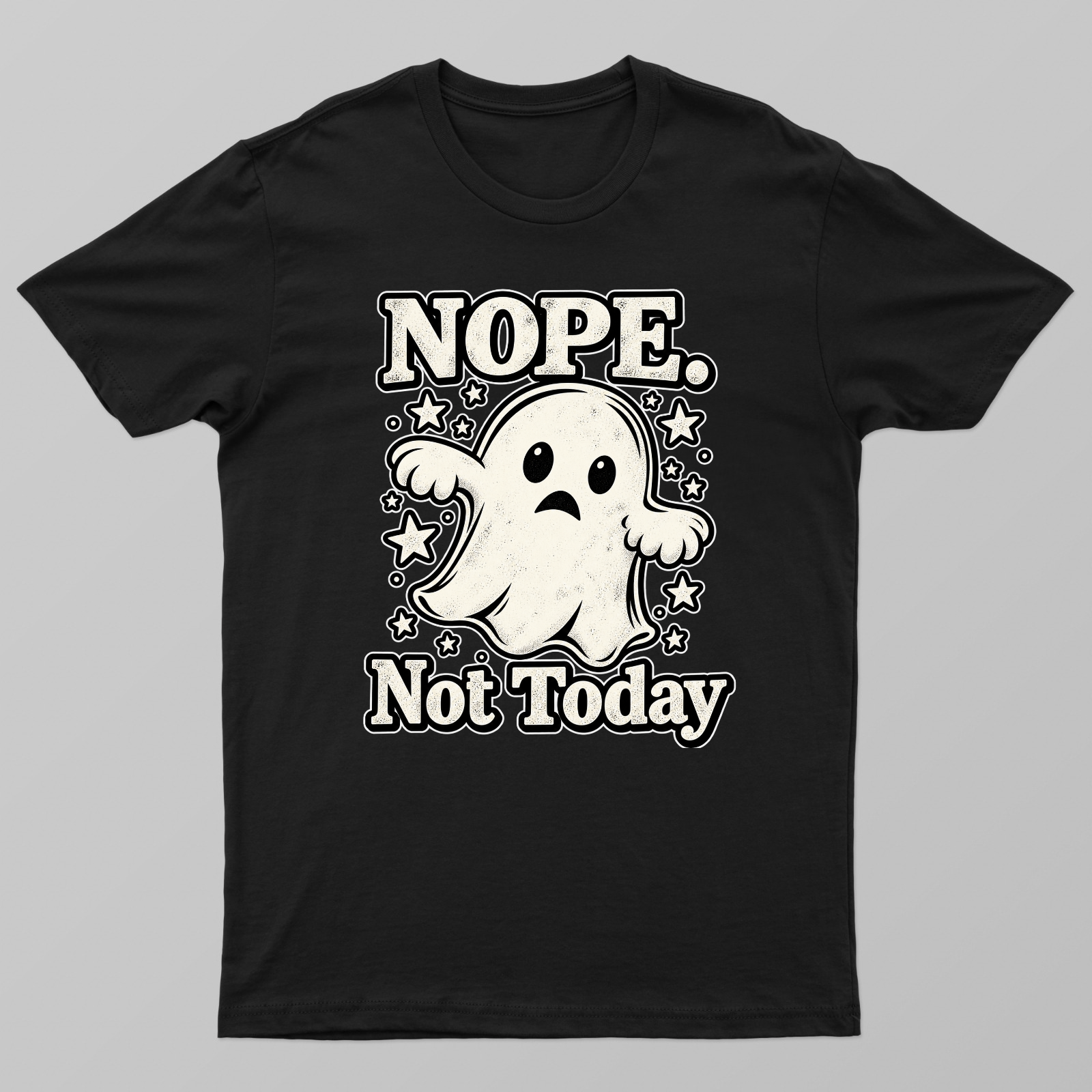 NOPE Not Today Ghost T-Shirt | Funny Grumpy Ghost Graphic | Spooky Cute Halloween Shirt Unisex T-shirt by VIMAL R