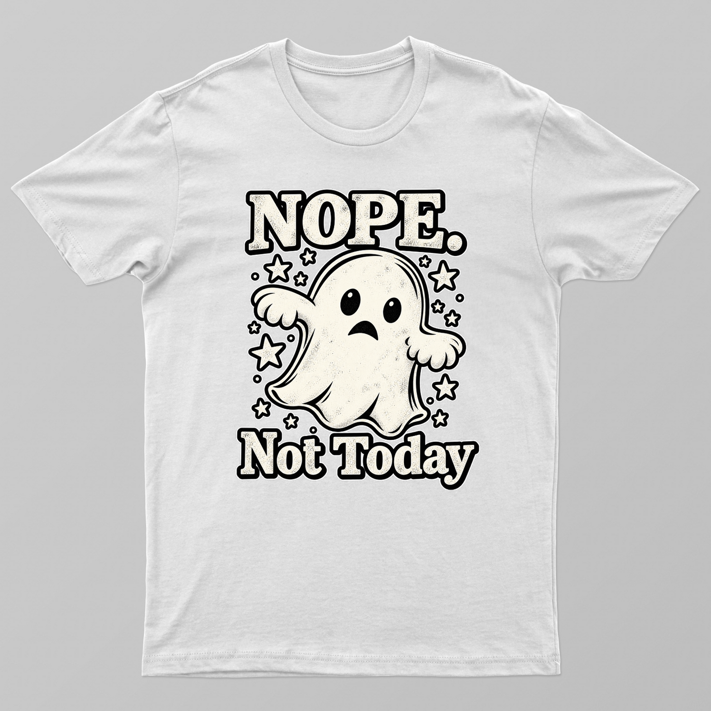 NOPE Not Today Ghost T-Shirt | Funny Grumpy Ghost Graphic | Spooky Cute Halloween Shirt Unisex T-shirt by VIMAL R