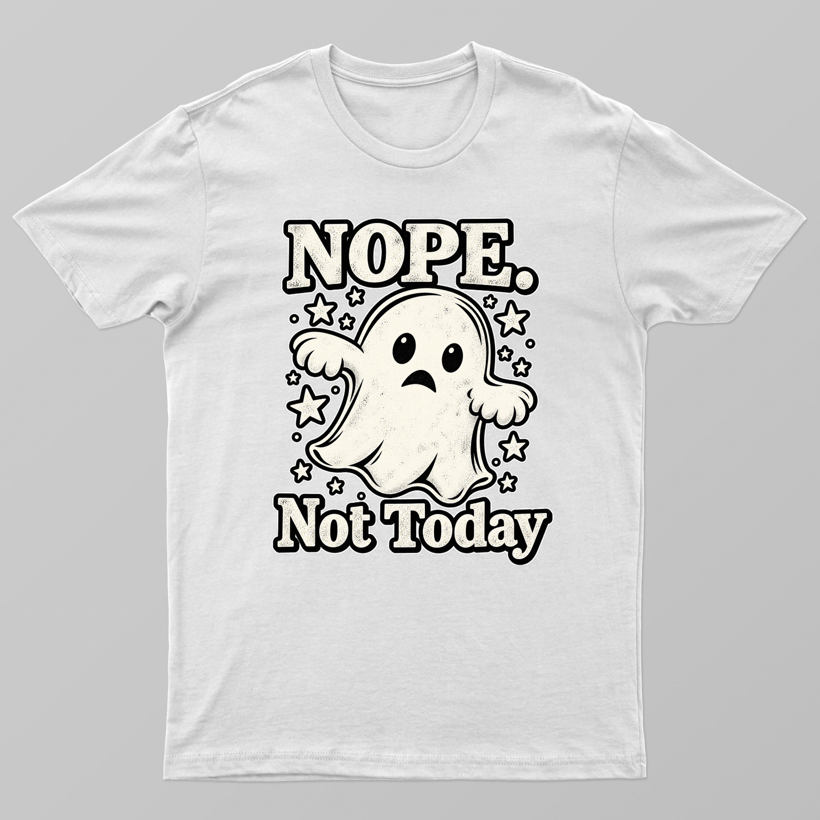 NOPE Not Today Ghost T-Shirt | Funny Grumpy Ghost Graphic | Spooky Cute Halloween Shirt Unisex T-shirt by VIMAL R