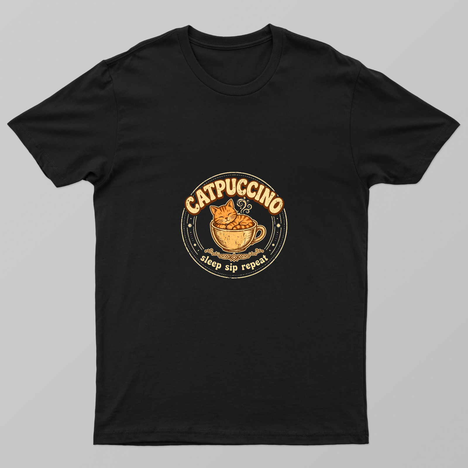 Cat puccino women t shirt design Unisex T-shirt by VIMAL R