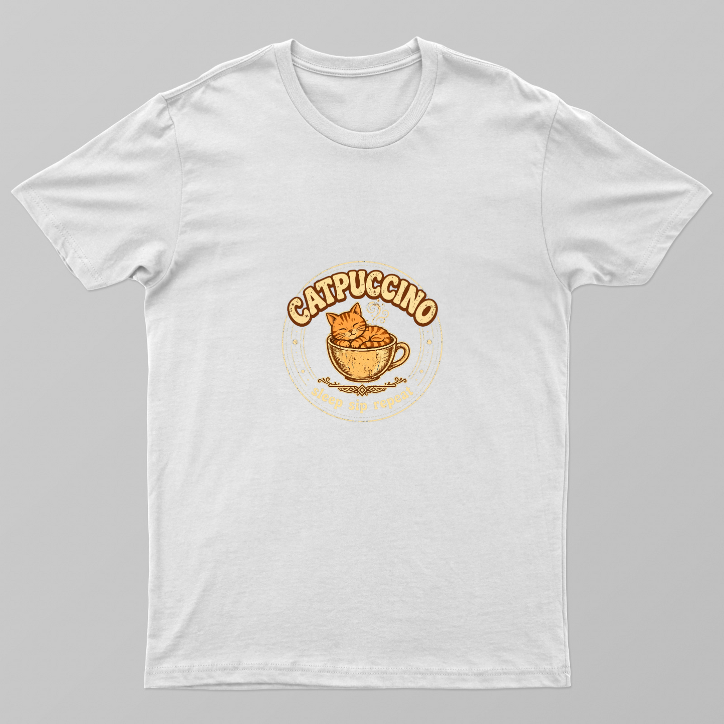 Cat puccino women t shirt design Unisex T-shirt by VIMAL R