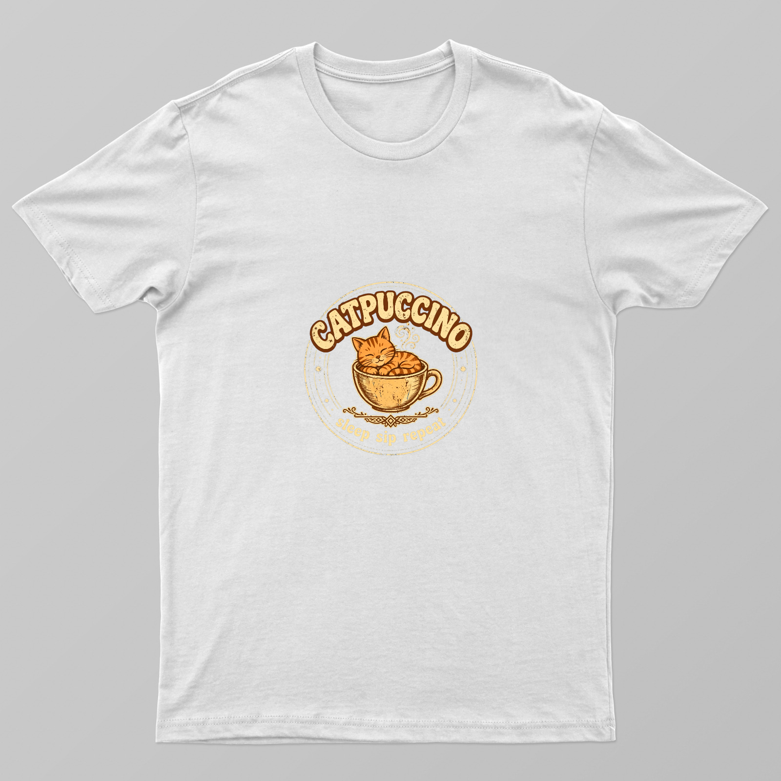 Cat puccino women t shirt design Unisex T-shirt by VIMAL R
