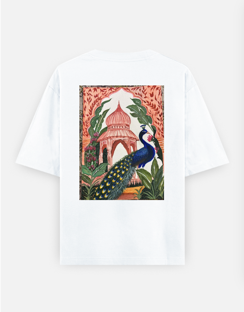 Peacock view Oversized T-shirt (Back print) by @ksillustrate